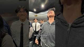 screaming TACO TUESDAY in college elevator 😅 #short