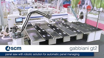 scm gabbiani gt2 - panel saw with robotic solution for automatic panel managing