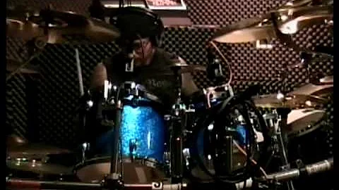Jason Bittner recording "Tormented Mind" from Burn...