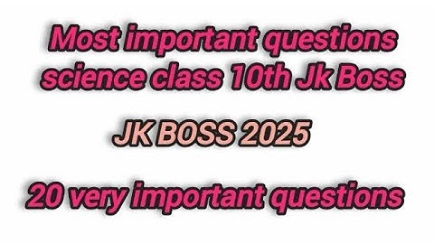 jkbose class 10th science important questions | jkbose class 10th science guess paper 2025#science