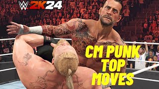 WWE 2K24 - Cm Punk Top Moves ( Top 10 Moves )