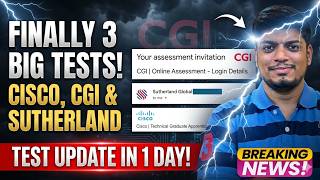 🔥Sutherland Direct Test (SDE Role) | Cisco & CGI Test Update | BE BTECH BCA BSC MCA | 2024-2026