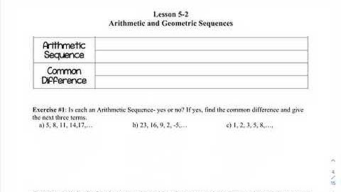 Algebra 2 Unit 5 Lesson 2 Arithmetic and Geometric Sequences