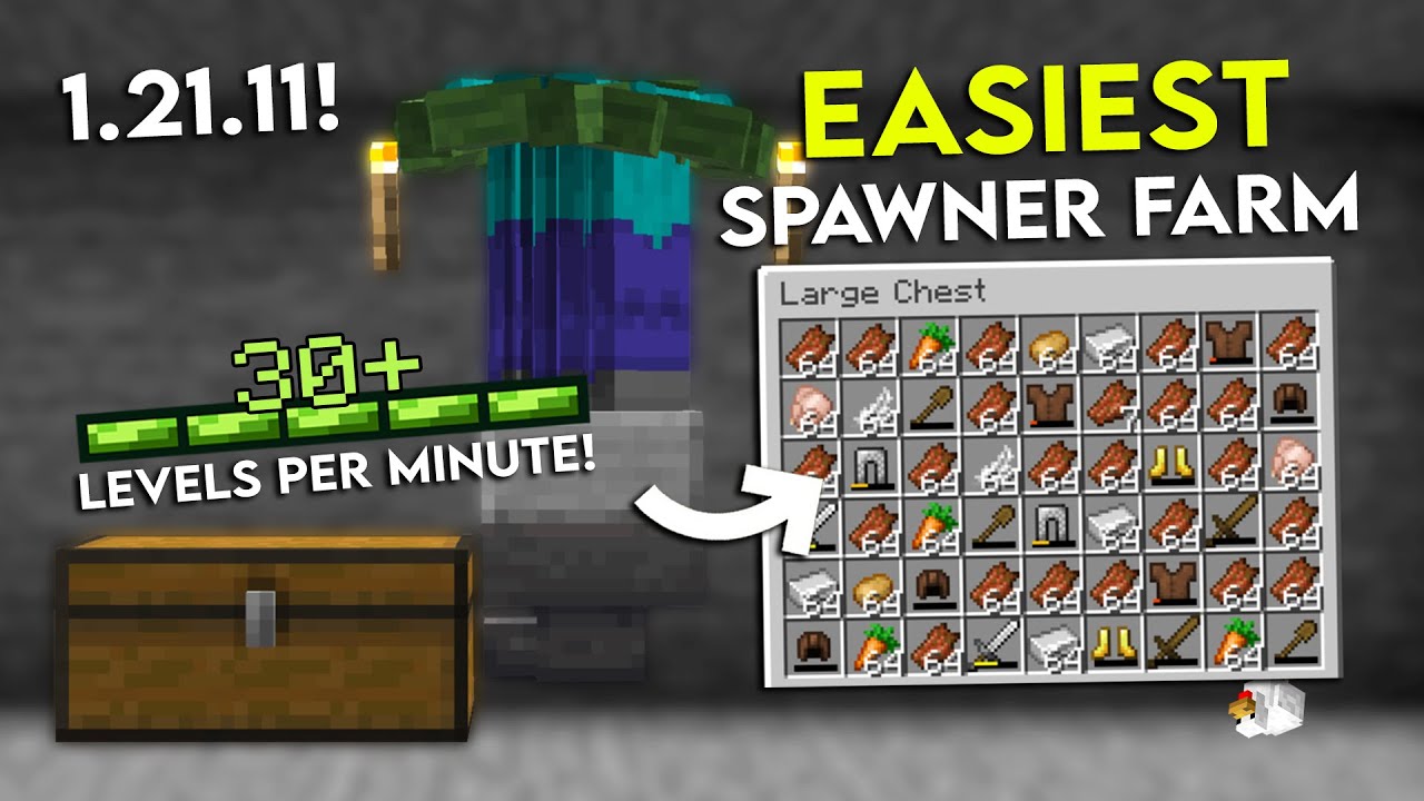 NEW MINECRAFT 1.21.11 MOB SPAWNER XP FARM TUTORIAL | 2500+ Drops Per ...