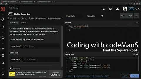 Codewars 7 kyu Find the Square Root Javascript