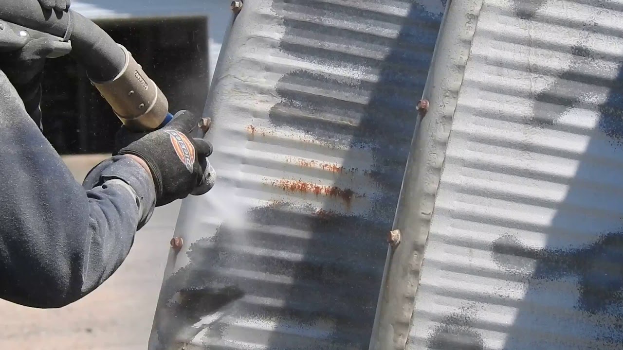 Vapour Blasting Rust and Dead Paint on Galvanized Metal YouTube