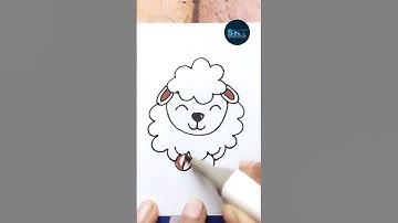 How to Draw a Cute and Easy Sheep 🐑 for beginners #shorts #drawing