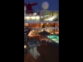 Carnival Breeze pool deck in dry dock.