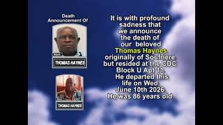 Thomas Hayne ~ Short Obituary Yvonette Thomas Short Obituary