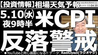 【相場天気予報(わかりやすい投資情報)】明日はいよいよ米CPIが発表される。予想より高い数字が出た場合、相場の反落がありえるので警戒が必要だ。ただ、今回は「CPIショック」的な下落は、ないと予想する。