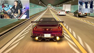 900HP HONDA NSX-R SWERVING TRAFFIC | STEERING WHEEL + PEDAL CAM | ASSETO CORSA