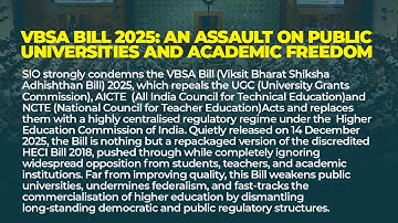 VBSA Bill 2025: An Assault on Public Universities and Academic Freedom: SIO