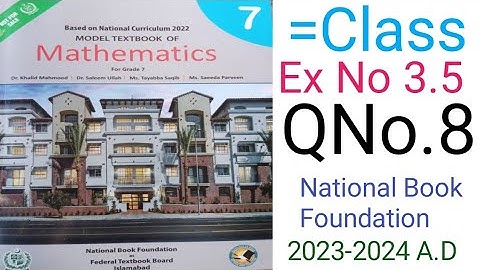 Mathematic Class 7 Exercise 3.5 Question No 8 National Book Foundational