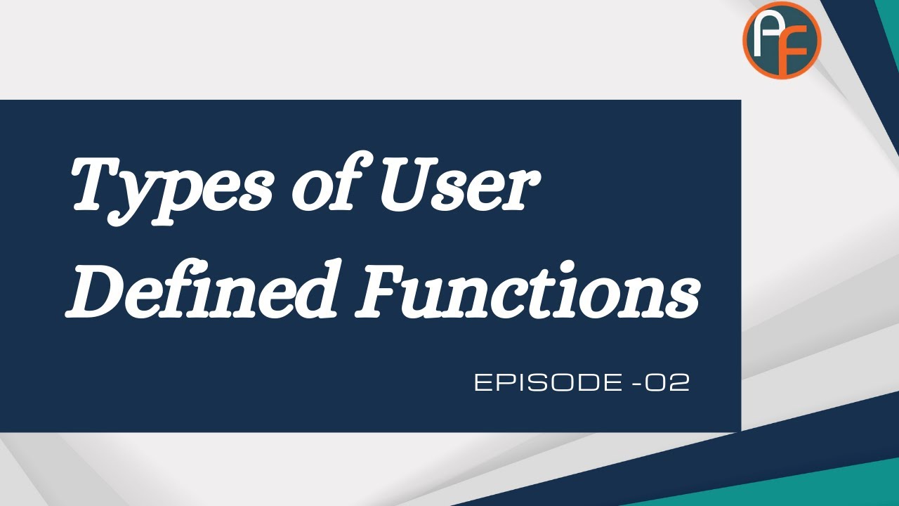 Types of User Defined Functions | Advanced VBA in Hindi - YouTube