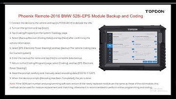 Phoenix Remote - 2016 BMW 528i - EPS Module Backup and Coding