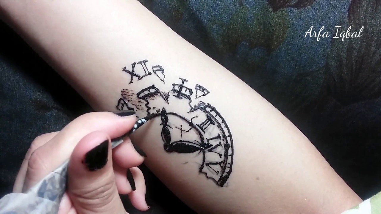 A broken clock Jagua and henna Tattoo Tutorial  YouTube