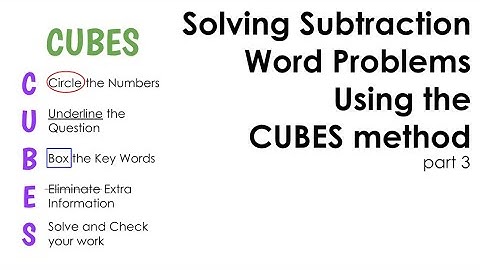 Solving Subtraction Word Problems Using the CUBES Method - Part 3