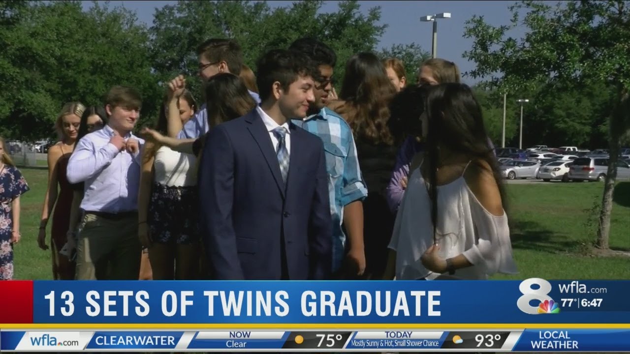13 sets of twins graduate high school from same class - YouTube