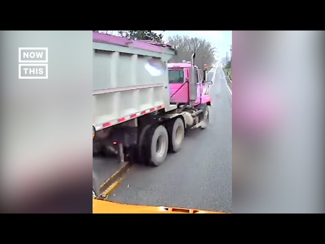 Truck Narrowly Misses School Bus After Brakes Fail class=