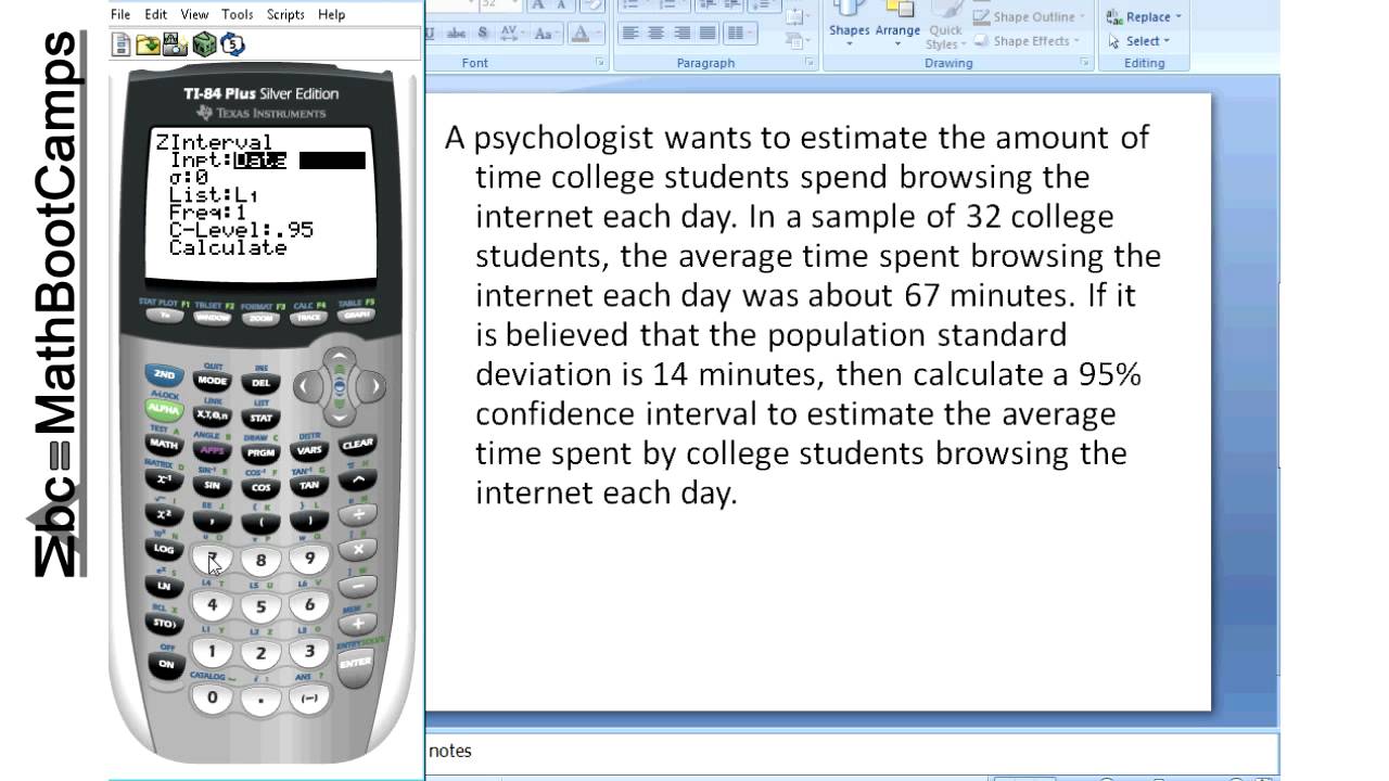 Z-Interval and T-intervals on the calculator (Confidence Intervals for the Mean) - YouTube