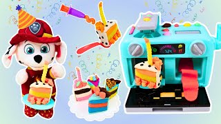 Helping Paw Patrol Baby Marshall Bake Play Doh Cakes!