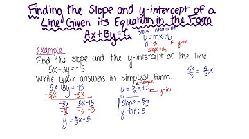 Finding The Slope And Y Intercept Of A Line Given Its Equation In The Form Ax + By = C