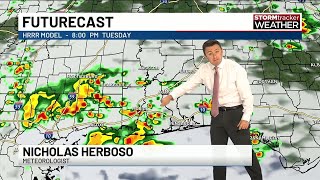 Storm chance today, then drier air arrives midweek for the Gulf Coast