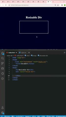 Resizable Div using CSS. #programming #javascript #html #css #webdevelopment #developer#html5#shorts