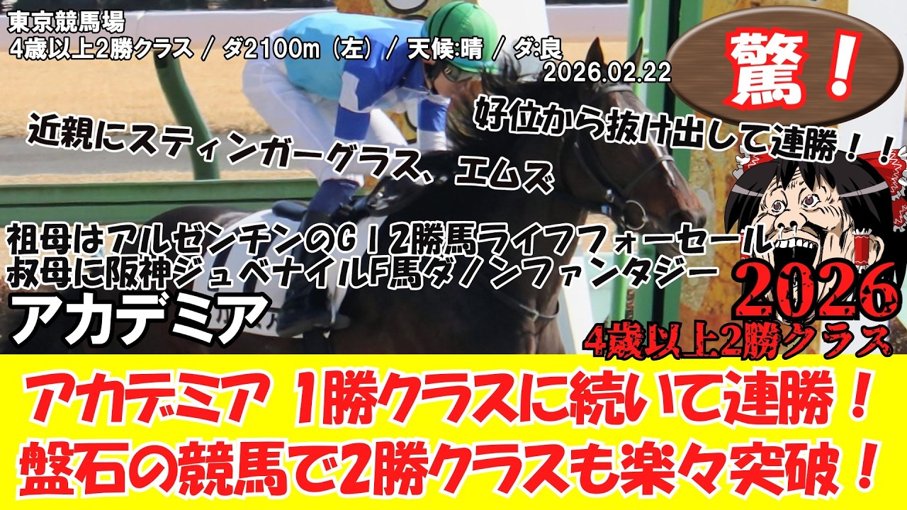 競馬】 驚き！4歳以上2勝クラス (2026.2.22・東京7R) 2026