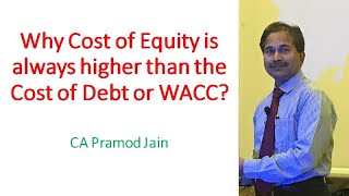 Why Cost of Equity is always higher than the Cost of Debt or WACC I CA Pramod Jain