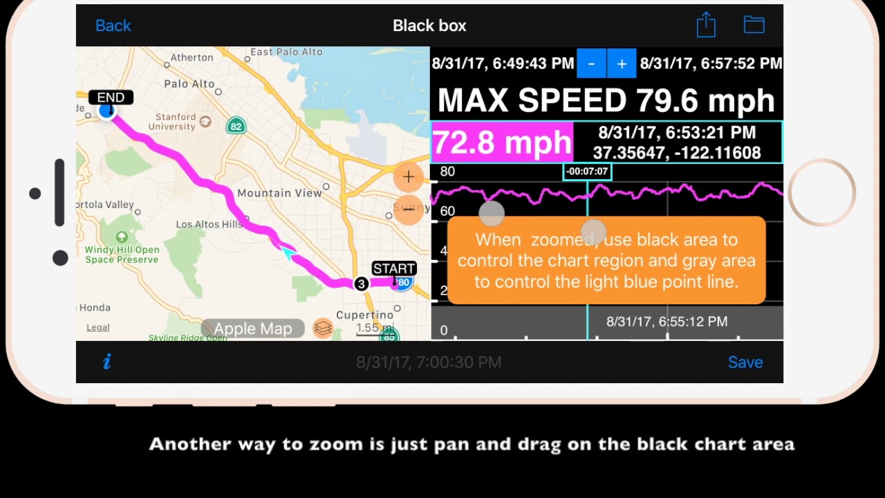 Speedometer 55 (start/free and full). GPS Black box Instant proof of