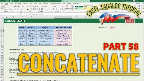 [Excel Tagalog Tutorial #58] Concatenate