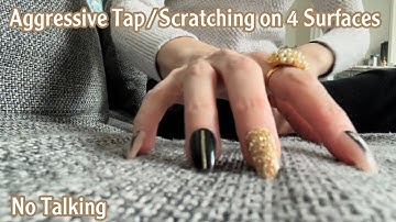 ASMR * Aggressive/Fast Tapping & Scratching on 4 Surfaces * No Talking * ASMRVilla