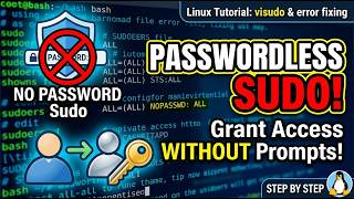 How to Grant Passwordless Sudo Access to Regular Users #linux #sudo #sudoaccess #visudo