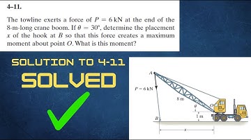 Statics Hibbeler 4-11 Solution | The towline exerts a force of P = 6 kN at the end of the 8-m-long c