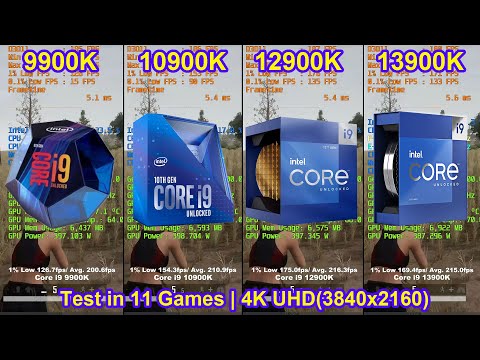9900K vs 10900K vs 12900K vs 13900K + RTX 4090 - Test in 11 Games | 4K UHD(3840x2160)