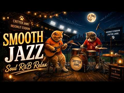 ☕ Smooth Jazz 🎷 Soul R&B Relax | Cozy Moonlit Stadium Café