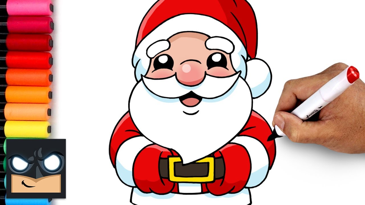 Childs drawing Santa Claus on white background stock photo-nextbuild.com.vn