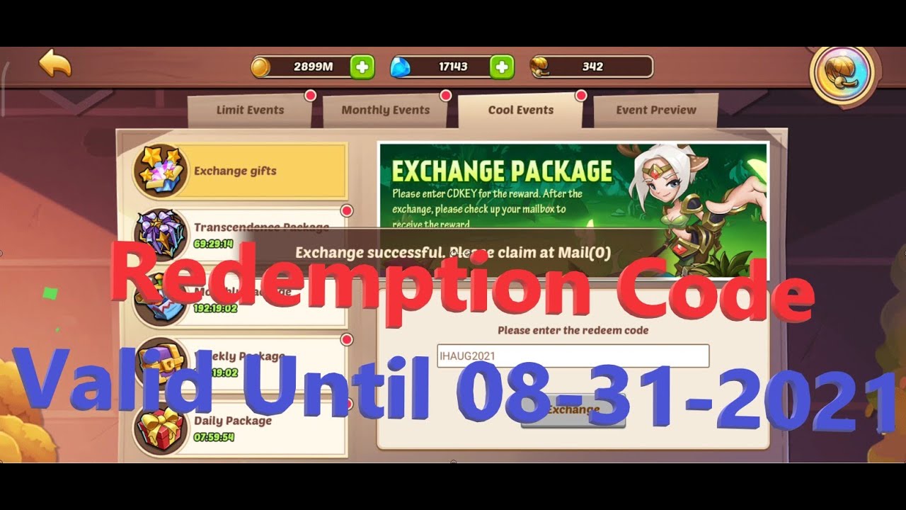 Idle Heroes Redeem Code Redemption Code Valid Until 08312021