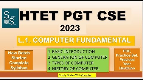 L.1. Computer Fundamental [Generation/History/Types of Computer]|HTET PGT CSE 2023 |Computer Science