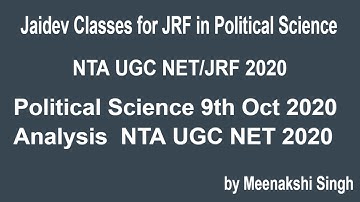 Political Science 9th Oct 2020 Analysis  NTA UGC NET 2020