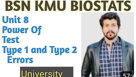 Biostats | Unit 8 | BSN | KMU | Type 1 & Type 2 Error, Power of Test