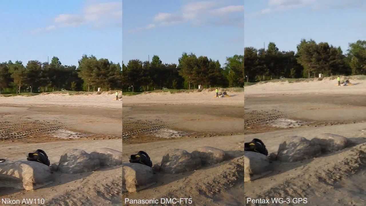 Nikon AW110 vs Panasonic FT5 VS Pentax WG-3 GPS comparison: beach
