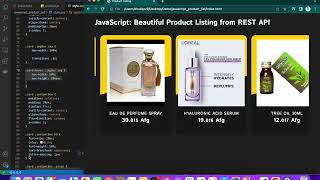 Javascript Fetch and Display Product Listing from REST API - Product Listing UI using CSS