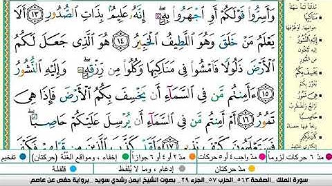 سورة الملك مكتوبة برواية حفص عن عاصم الشيخ أيمن سويد