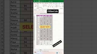 Blank cells fill in excel