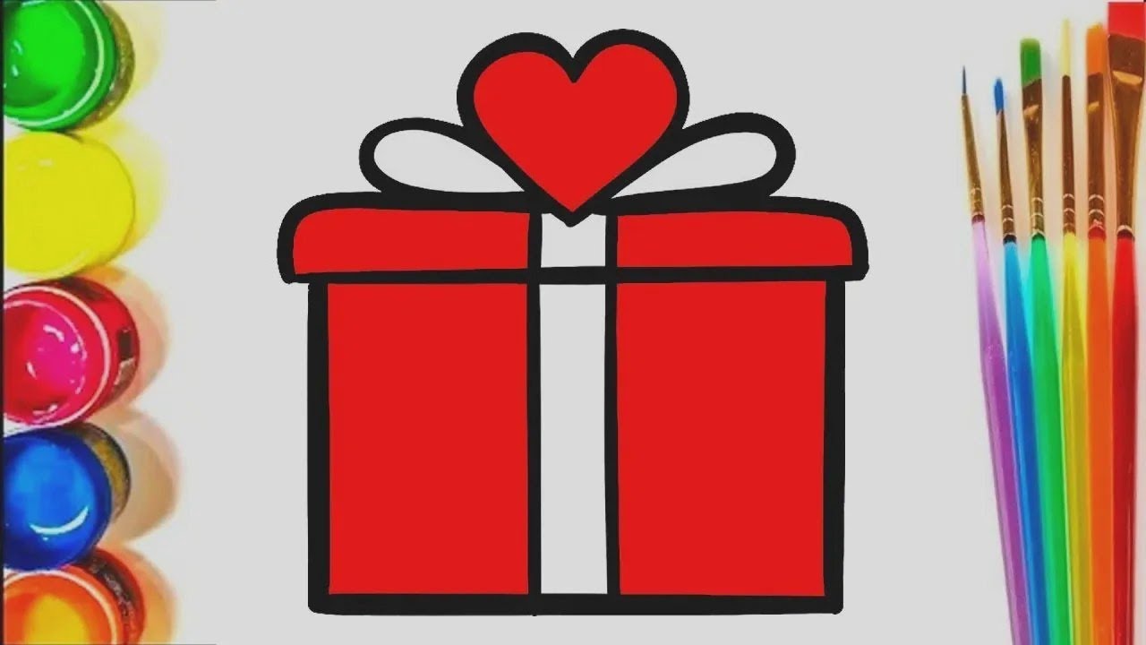 Bolalar uchun sovg‘a qutisi rasm chizish / Drawing a gift for children ...