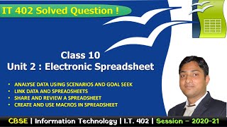 Board Exam 2020 | Unit 2 - Electronic Spreadsheet| Important Solved Questions | Class 10 IT 402 |