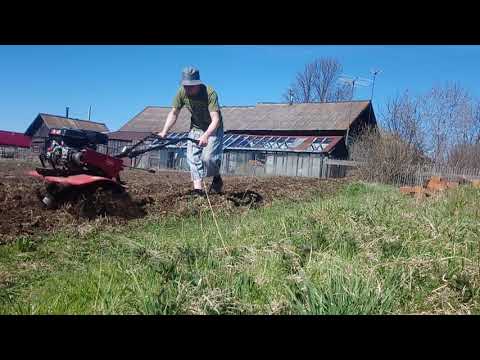 Вспашка (фрезирование) целины мотоблоком Elitech КБ 420