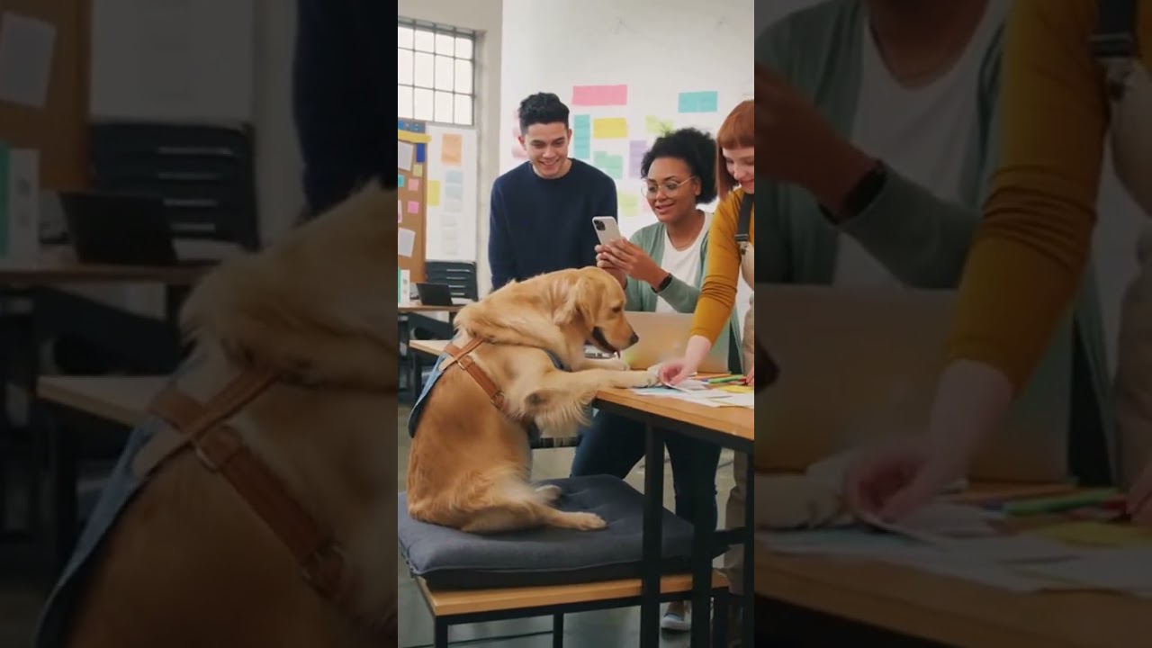 A Golden Retriever –  is working as a UX Designer